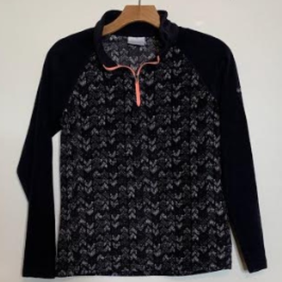 Columbia Fleece Print Pullover ¼ zip Sz L - Picture 1 of 8